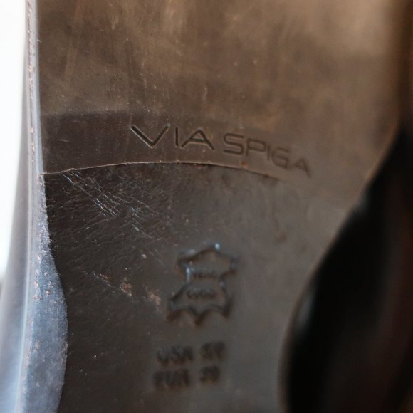 VIA SPIGA BROWN LEATHER TEXTILE TALL BOOTS 8 * - Picture 10 of 11